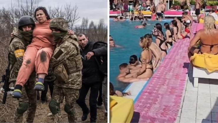 İki fotoğraf da Ukrayna’da çekildi! Bir tarafta savaş var, diğer tarafta eğlence